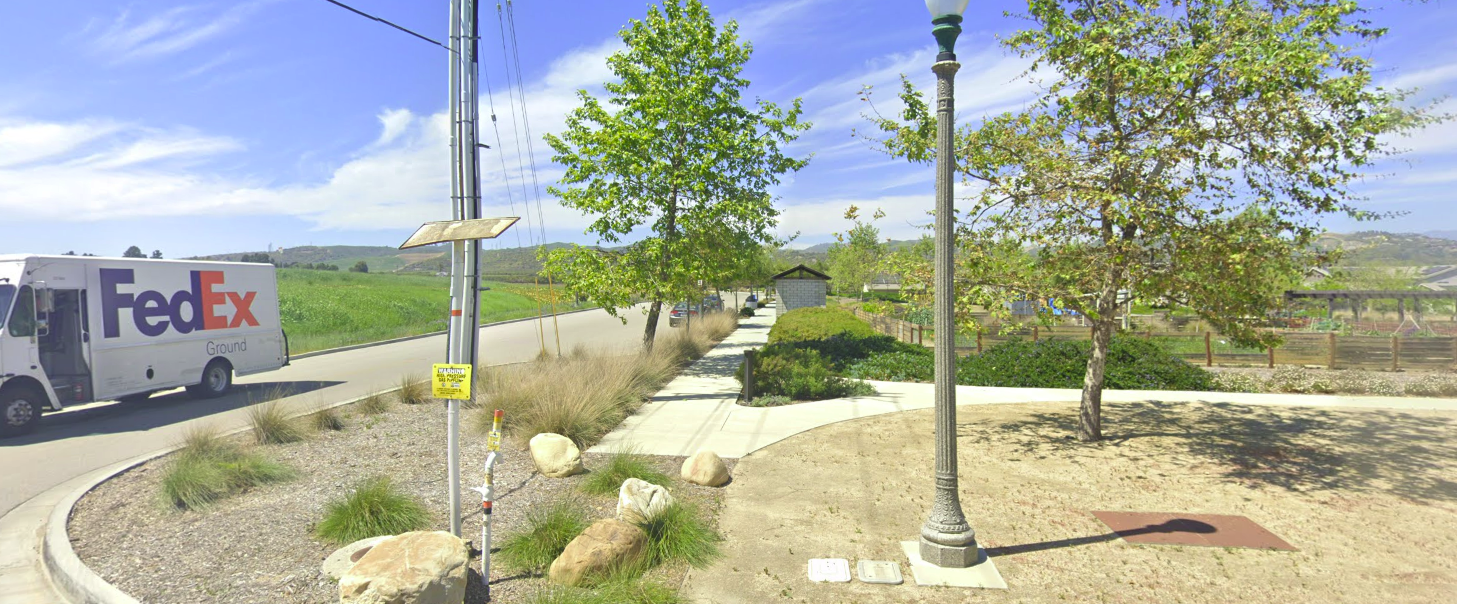 Google Streetview imagery of a park where a utility easement was granted