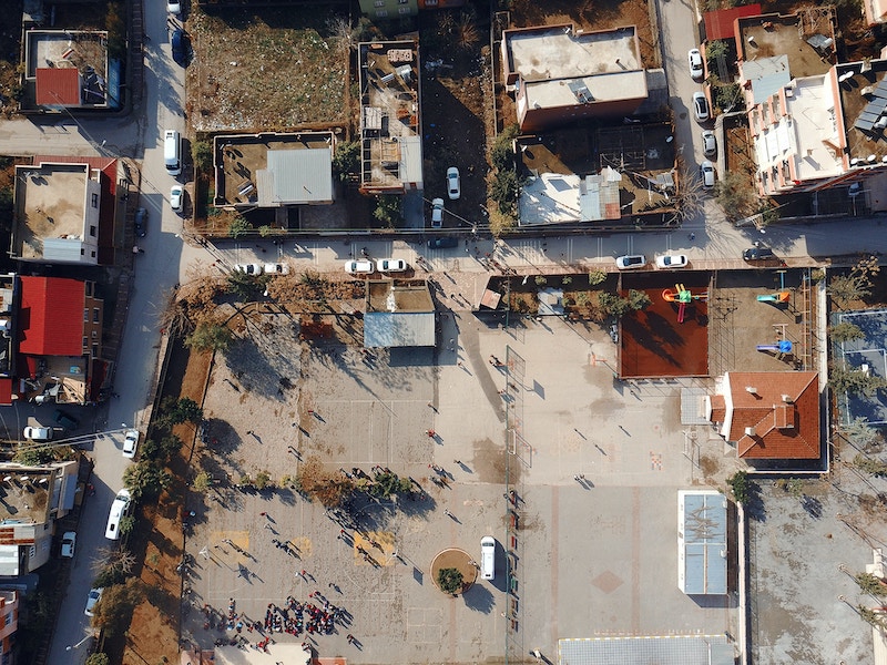 aerial image of homes used to georeference