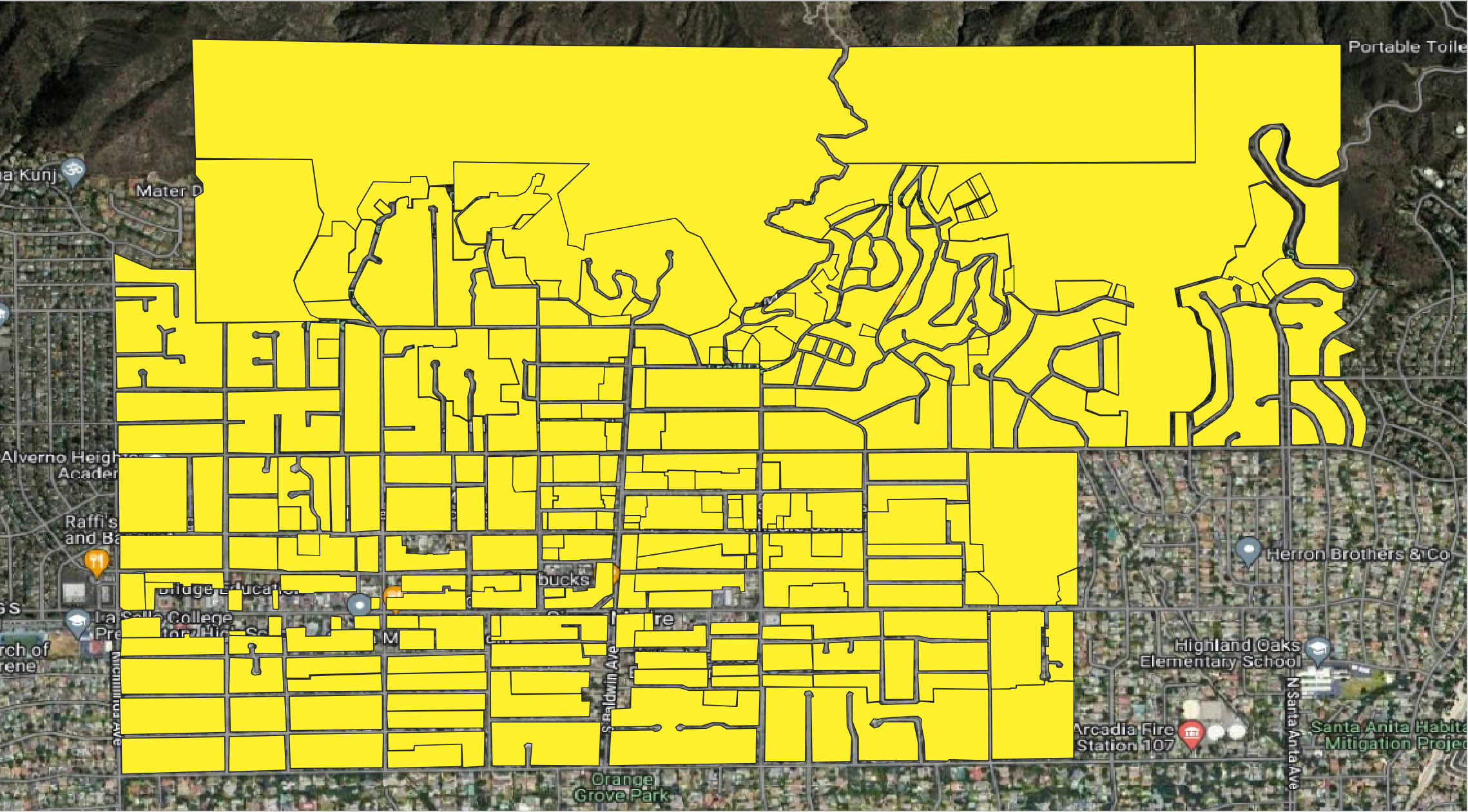 a vectorized zoning map shown in QGIS