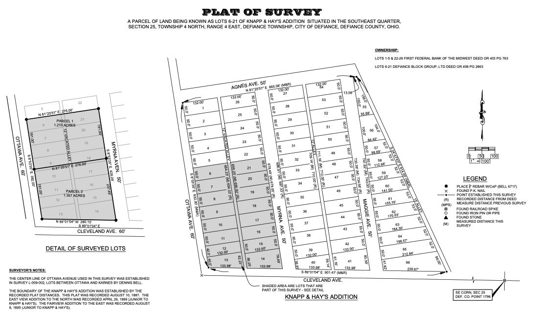 a modern plat of survey from Defiance County, Ohio