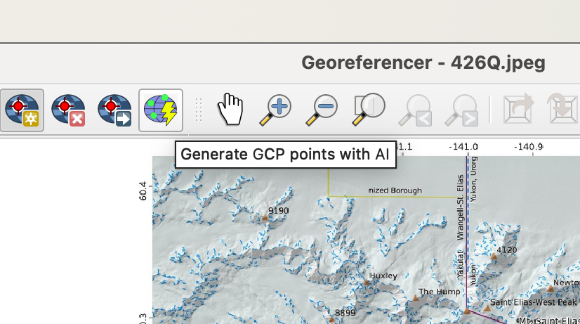 AI Georeferencing button inside QGIS